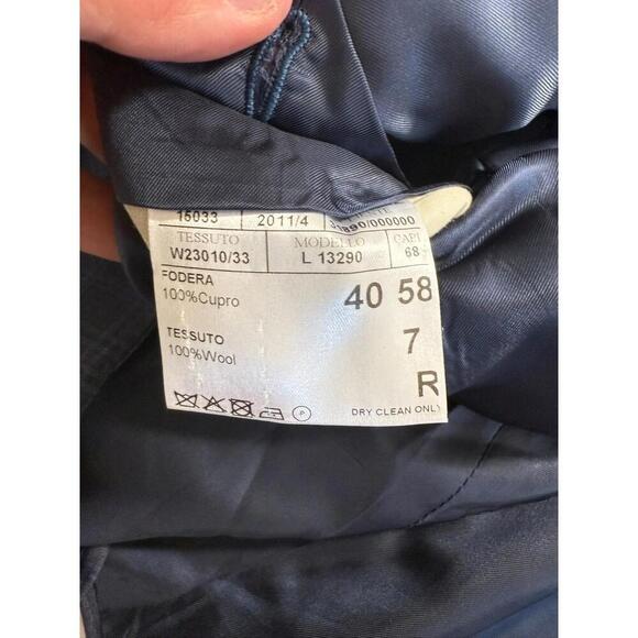 Canali Made In Italy 100% Wool Navy Blue Plaid Blazer Jacket Size 56R - Picture 6 of 9
